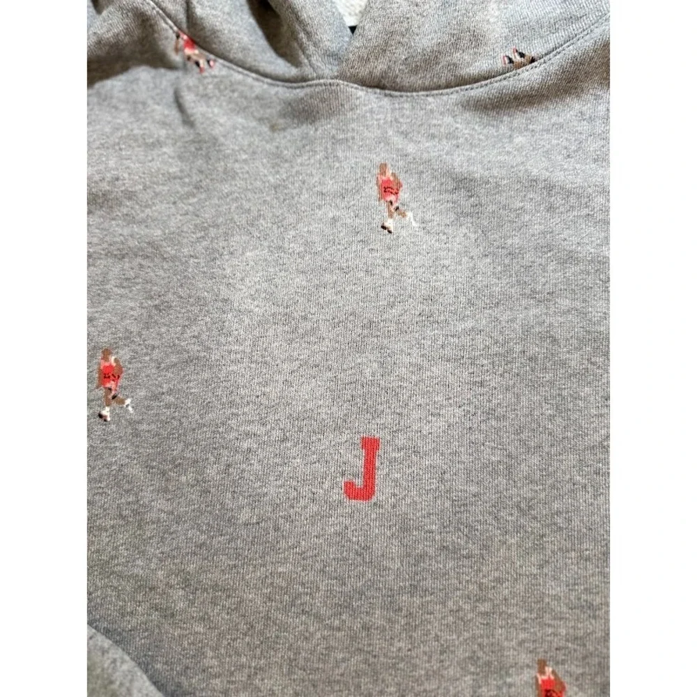Air Jordan All Over Sweatshirt Adult XL Gray Pullover Long‎ Sleeves Hoodie Mens.